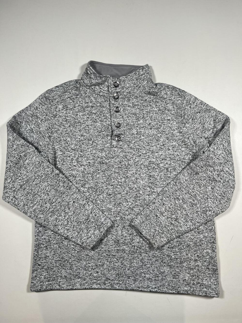 RedHead Sweater Mens Large Gray Mock Neck Henley Fleece Lined Knit Pullover